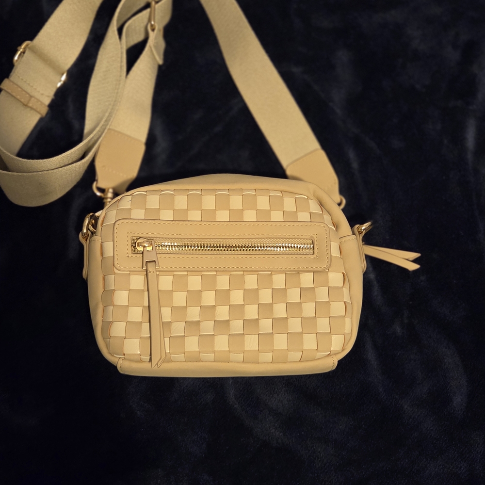 Tan Woven Crossbody Bag